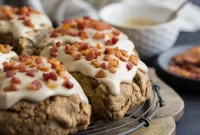 Peanut Butter Cinnamon Scones with Smoky Maple Drizzle