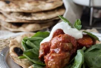 Spiced Moroccan Slow Cooker Turkey Meatballs with Homemade Whole Wheat Naan