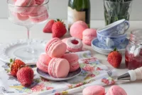 Elegant Strawberry Rose Macarons