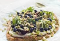 Sun-Kissed Corn & Berry Flatbread with Creamy Chevre and Zesty Basil Drizzle