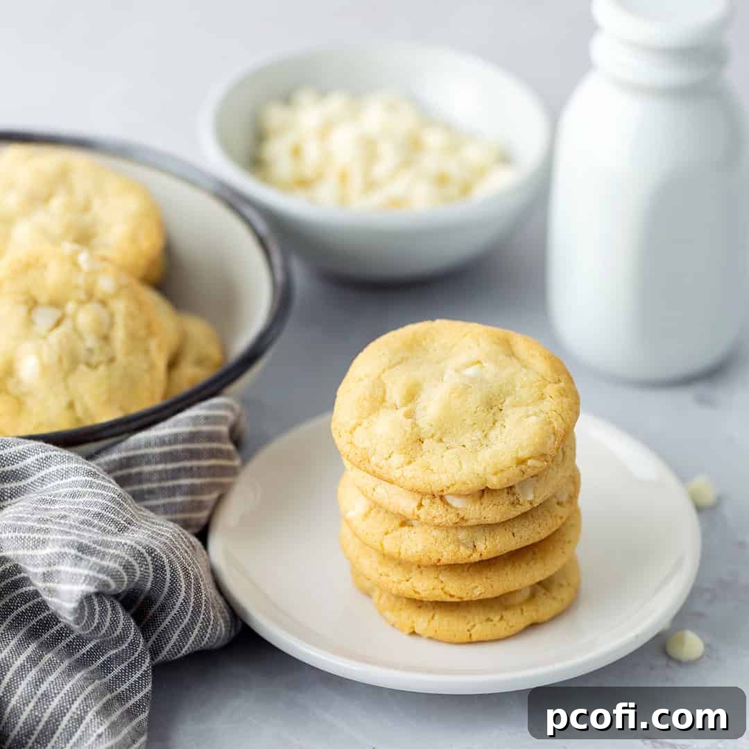 Close up of white chocolate macadamia nut cookies recipe.