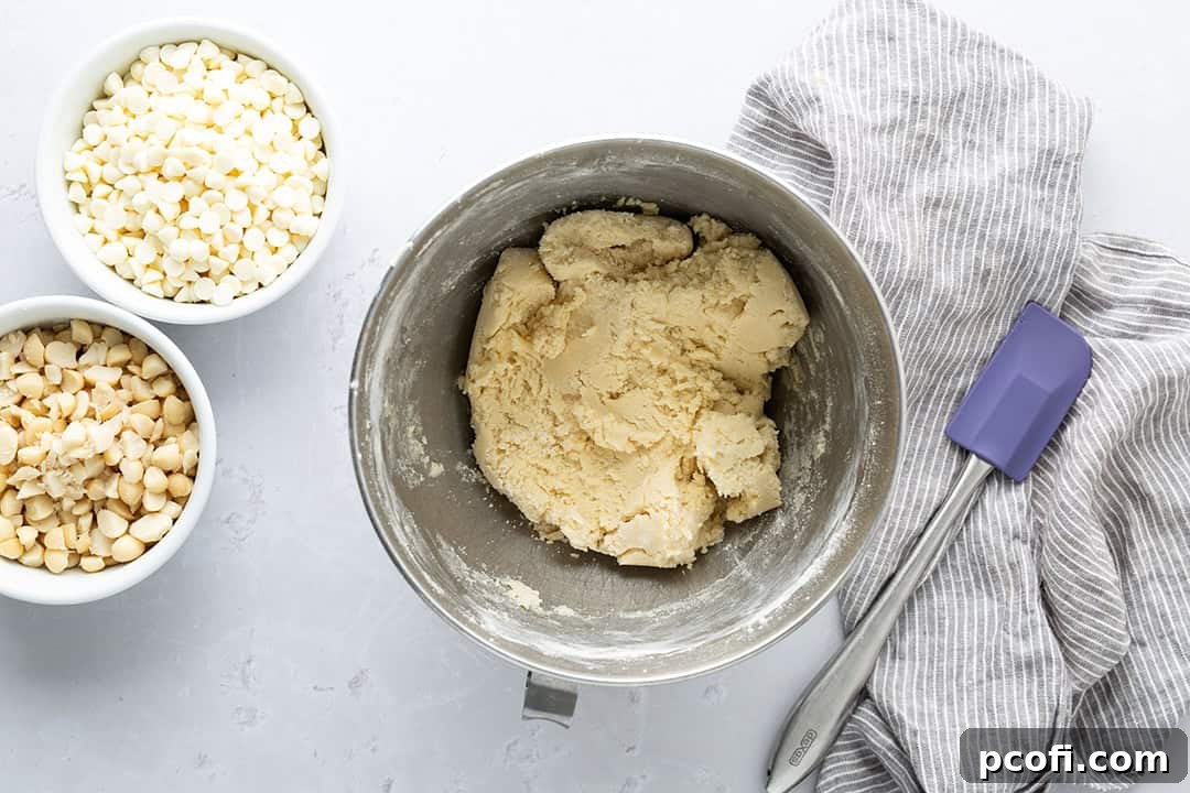 Dry ingredients combined into cookie dough.