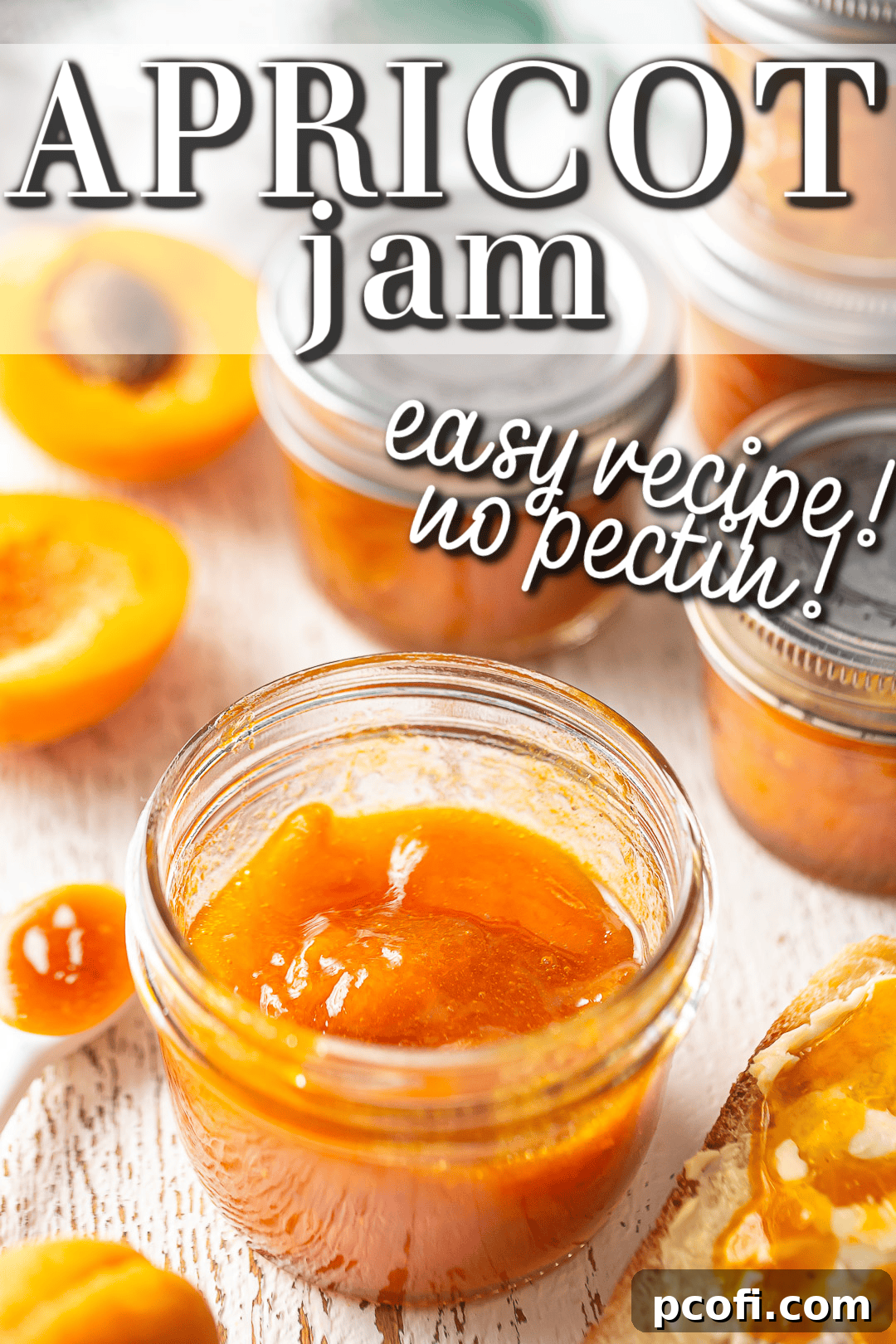 A beautifully presented jar of homemade apricot preserves with a rustic label that reads "Apricot Jam."
