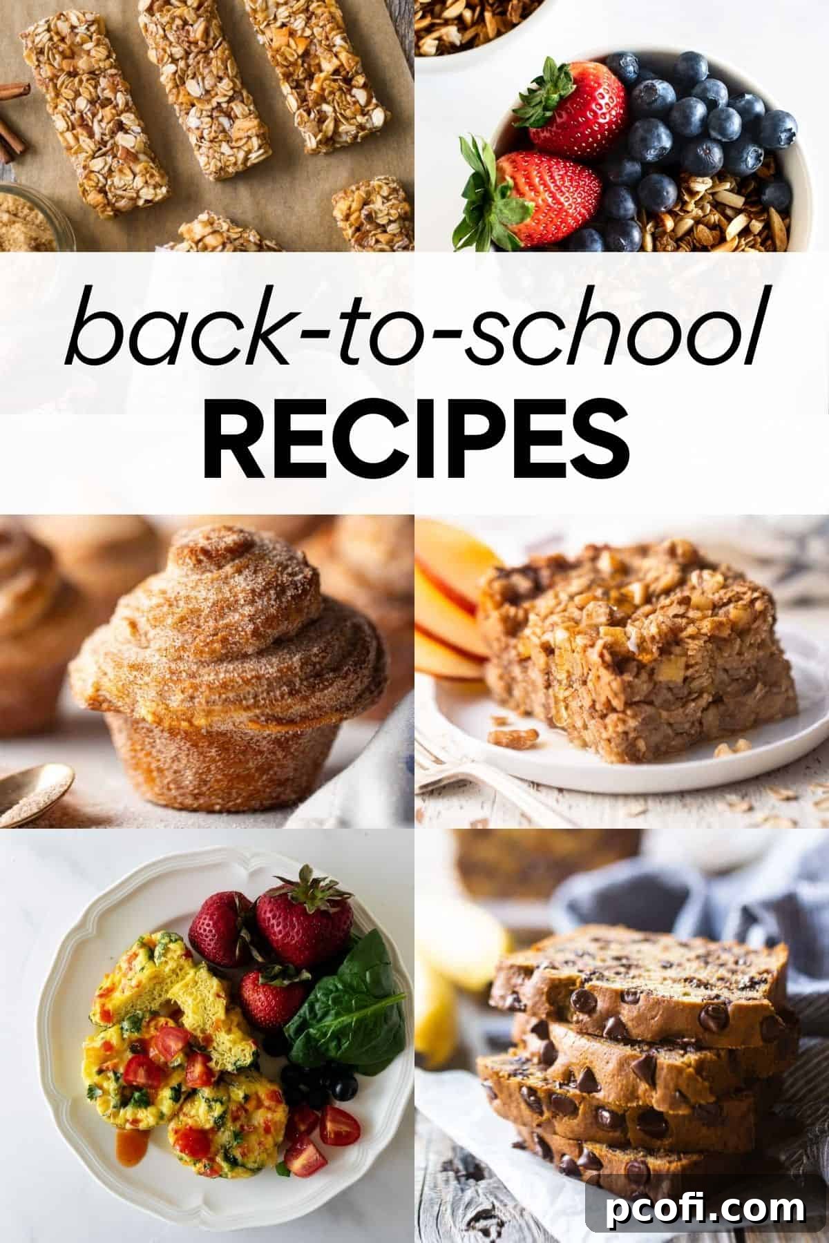 collage of breakfast recipes with overlay text "back-to-school breakfast recipes" showcasing various quick and easy breakfast options.