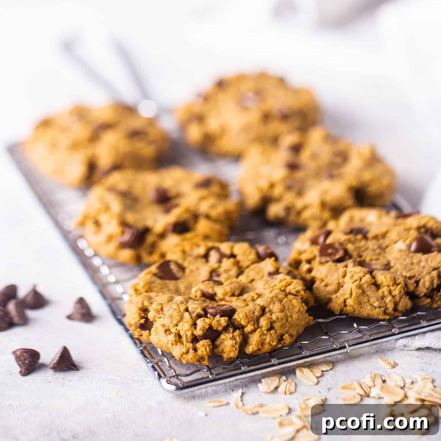 Protein cookies on a wire cooling rack, perfect for a healthy breakfast or snack.