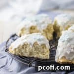 Frosted Vanilla Cookie Scones, sweet and festive.