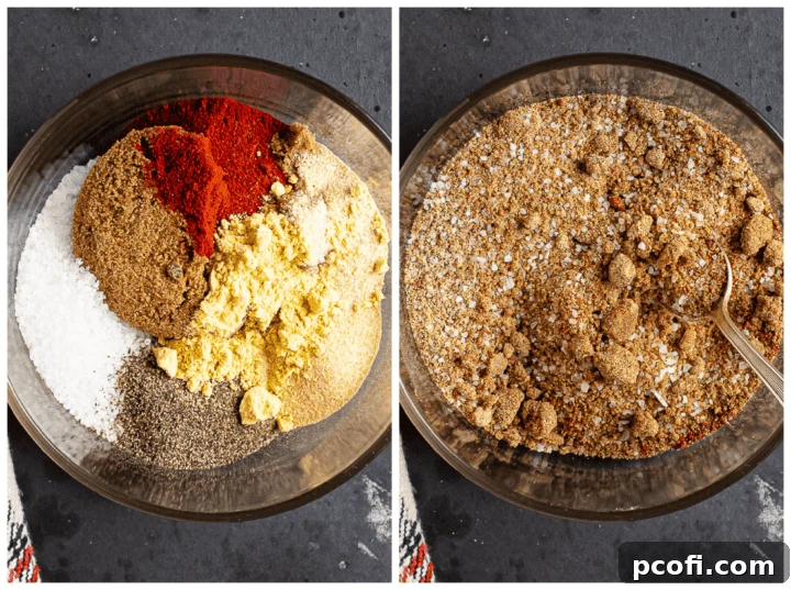 Image collage showing how to make a dry rub.