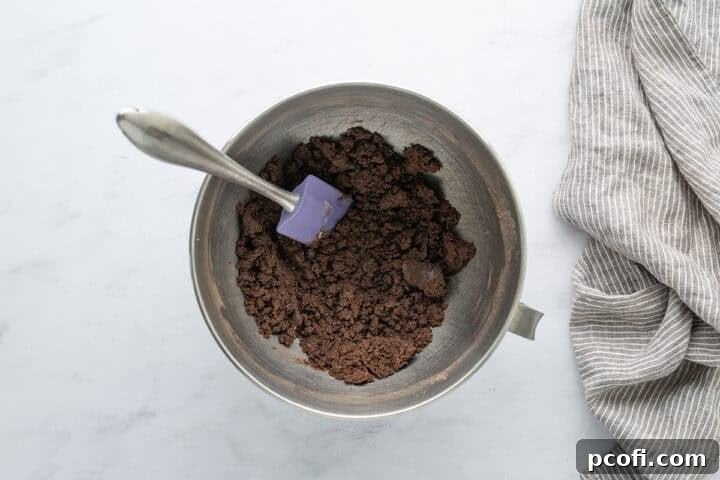 Softened butter mixed into dry cupcake ingredients, creating a crumbly texture