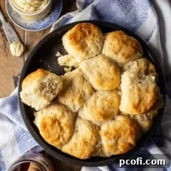 Overhead image of angel biscuits baked in a round pan.