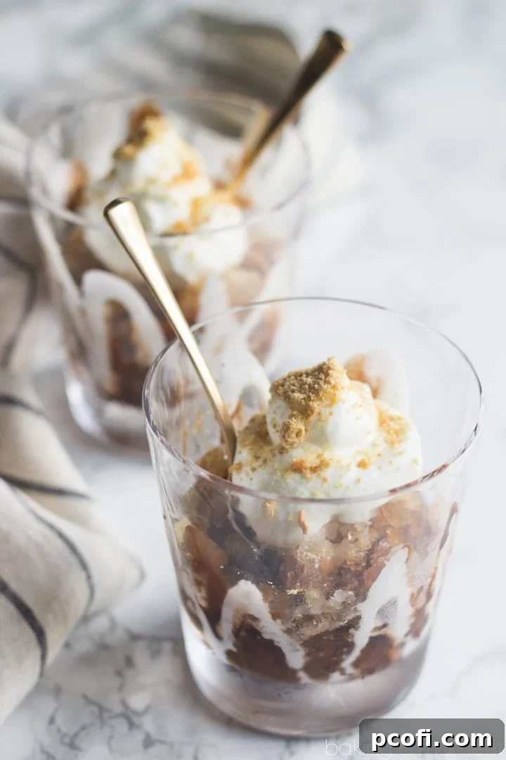 A close-up of the fluffy S'mores Frappuccino Granita after being processed, ready for serving.