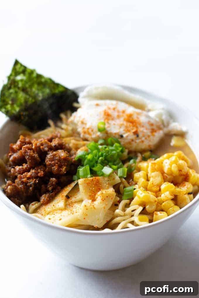 Homemade Tonkotsu Ramen, with a rich broth and tender toppings.
