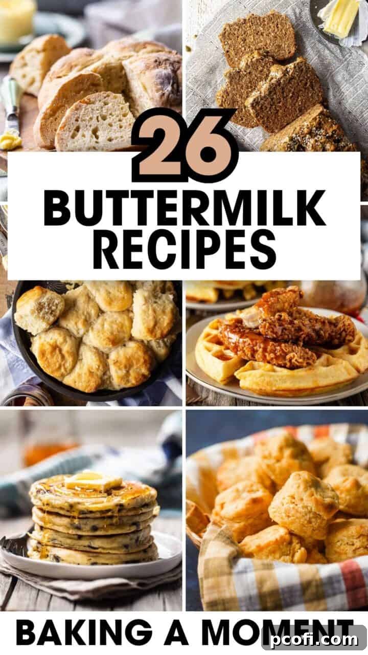 A beautiful spread of various buttermilk dishes, including pancakes, cakes, and other baked goods, showcasing the versatility of buttermilk in cooking and baking.