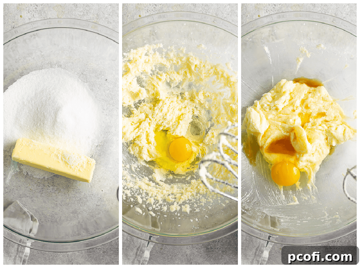 Creaming butter, sugar, and salt together with an electric mixer.