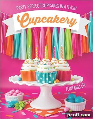 The cover of Toni's Cupcakery book, showcasing various colorful cupcakes.