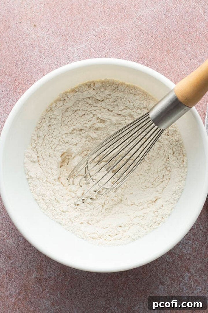 Combining dry ingredients.