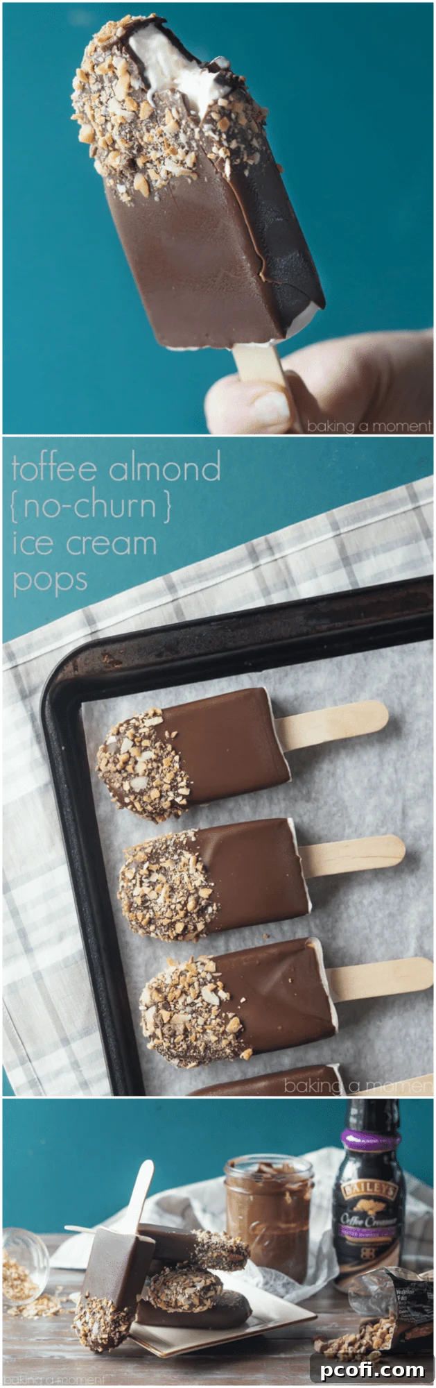 Toffee Almond Ice Cream Pops, freshly made and ready to enjoy