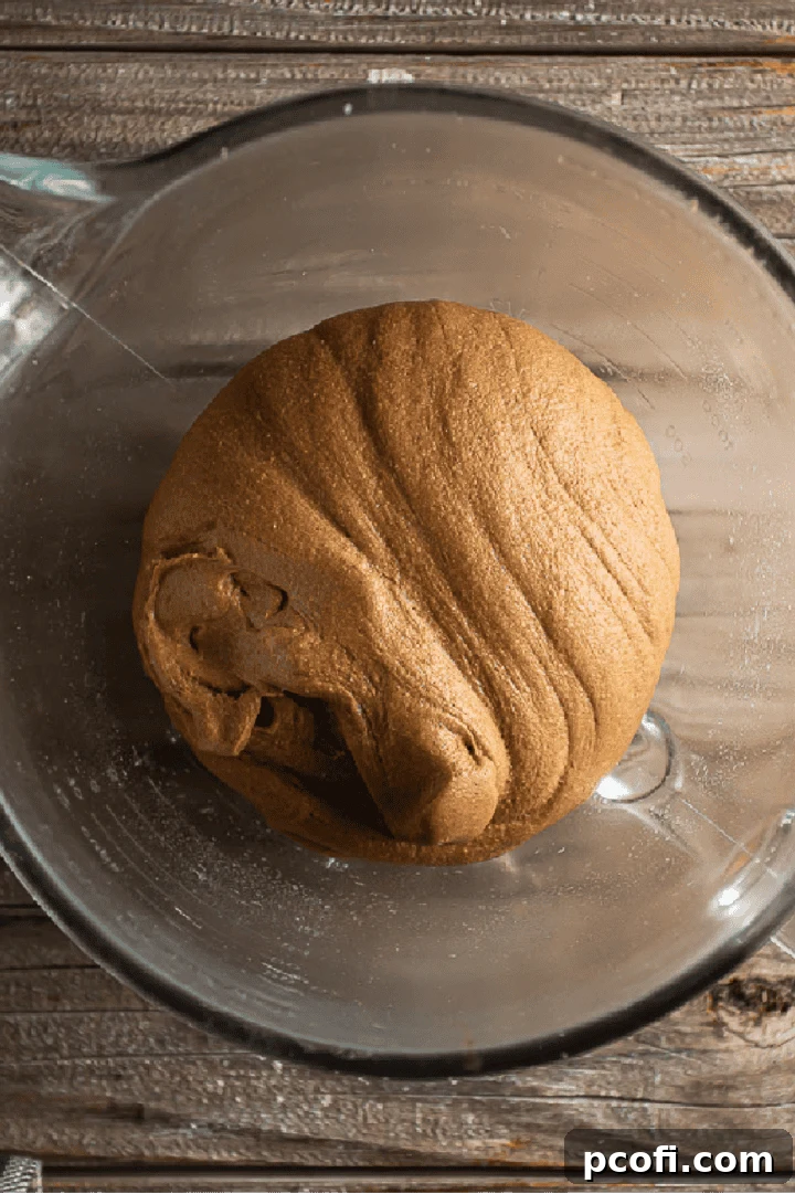 Outback steak bread dough after being kneaded and shaped for first rise.