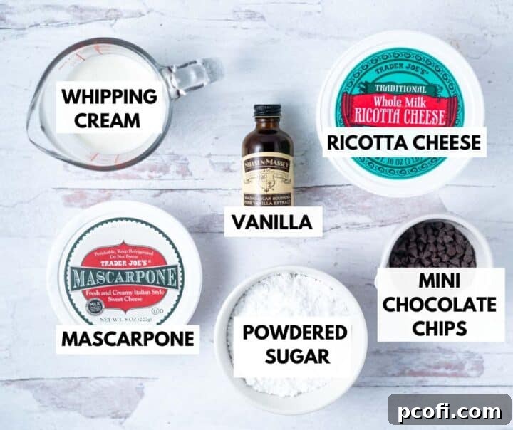 ingredients for cannoli dip
