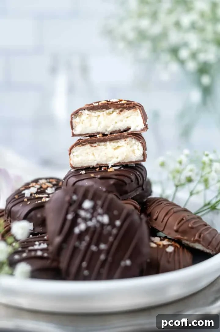 plate of homemade candies showing coconut cream filling