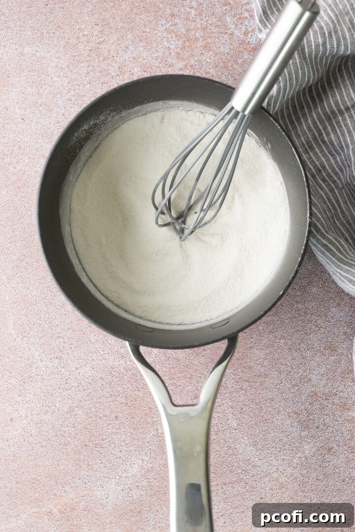 Dry ingredients whisked together in a saucepan