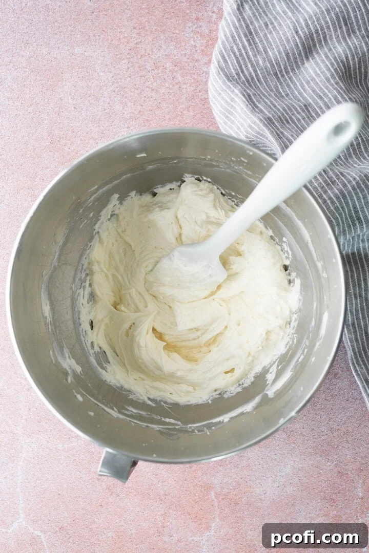 Ermine frosting in a bowl after whipping the ingredients together