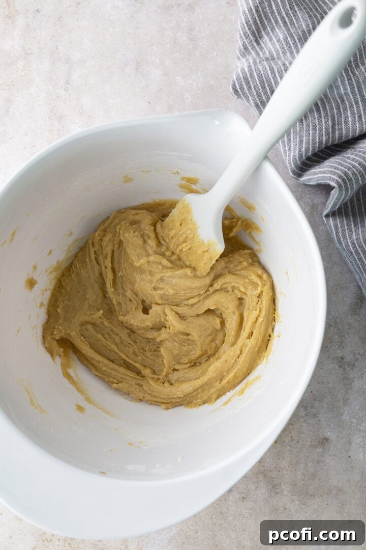 Blondie batter in a bowl after mixing dry and wet ingredients
