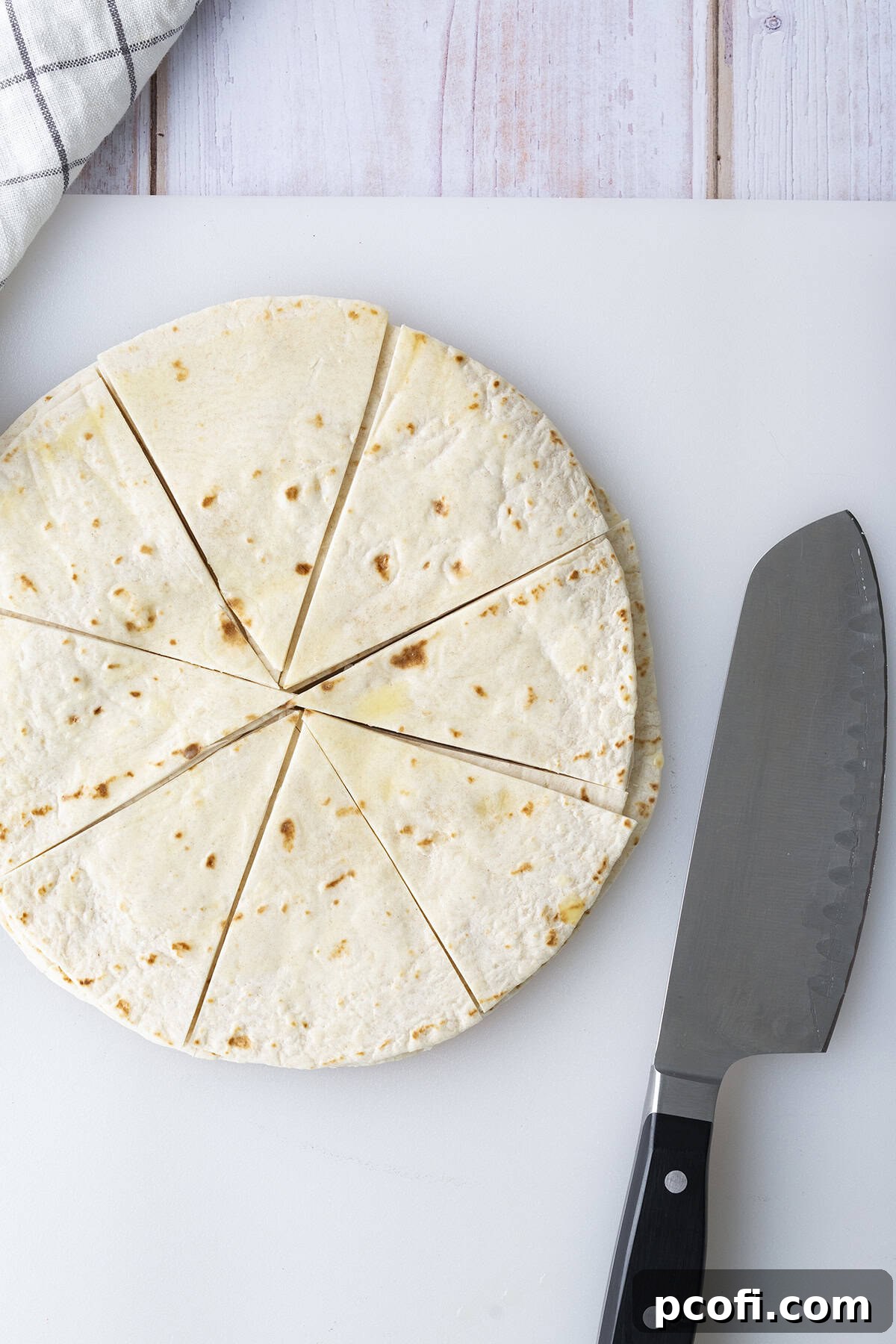 Tortillas sliced into wedges