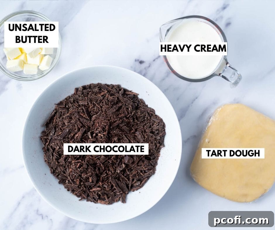 ingredients for chocolate tart