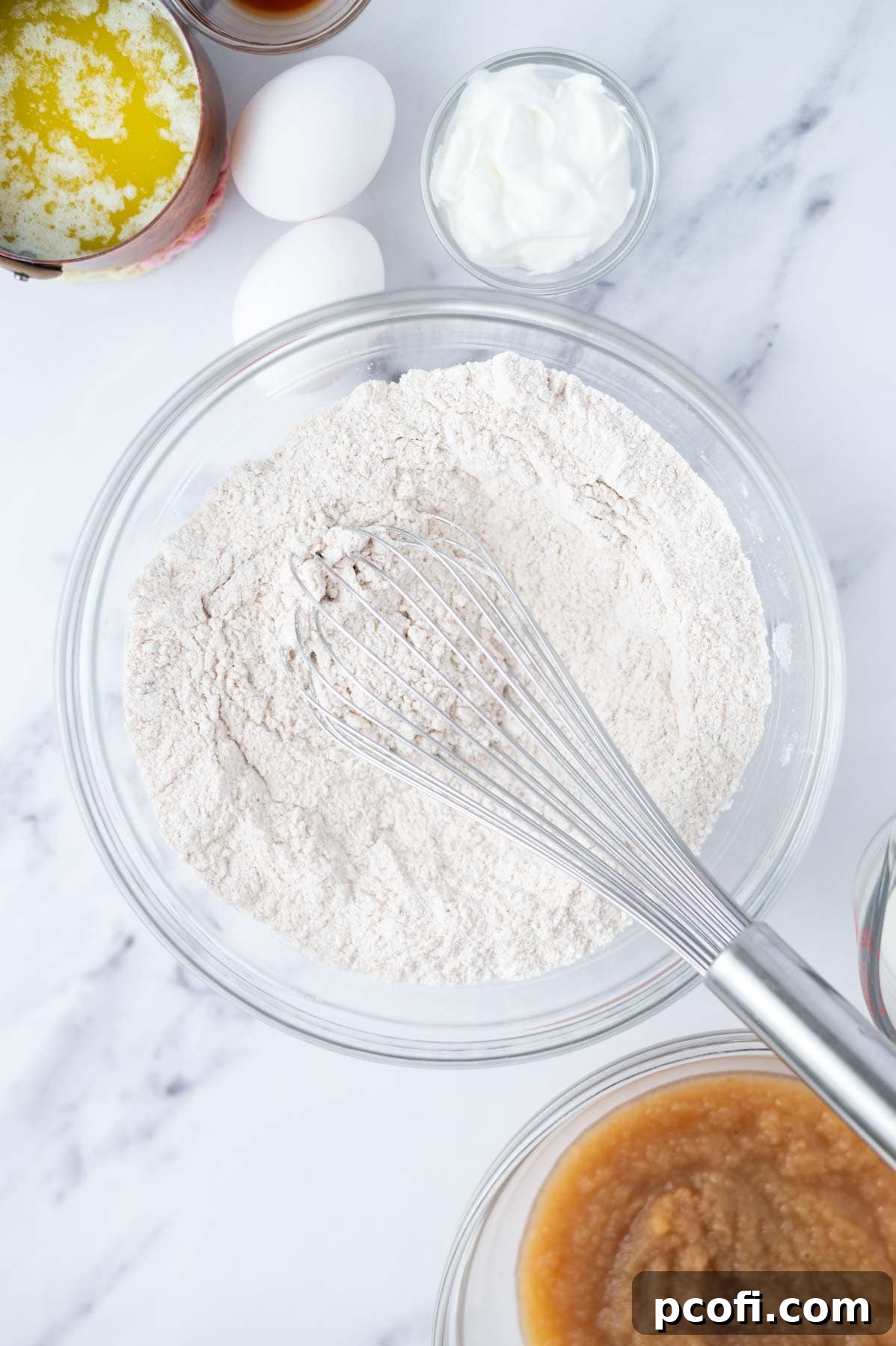 dry ingredients whisked together in a bowl