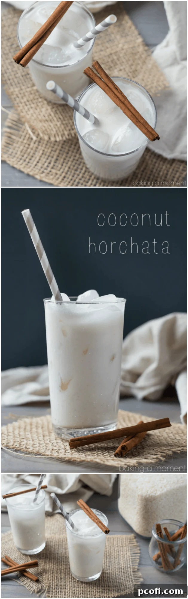 Close-up of Coconut Horchata in a glass, ready to be served