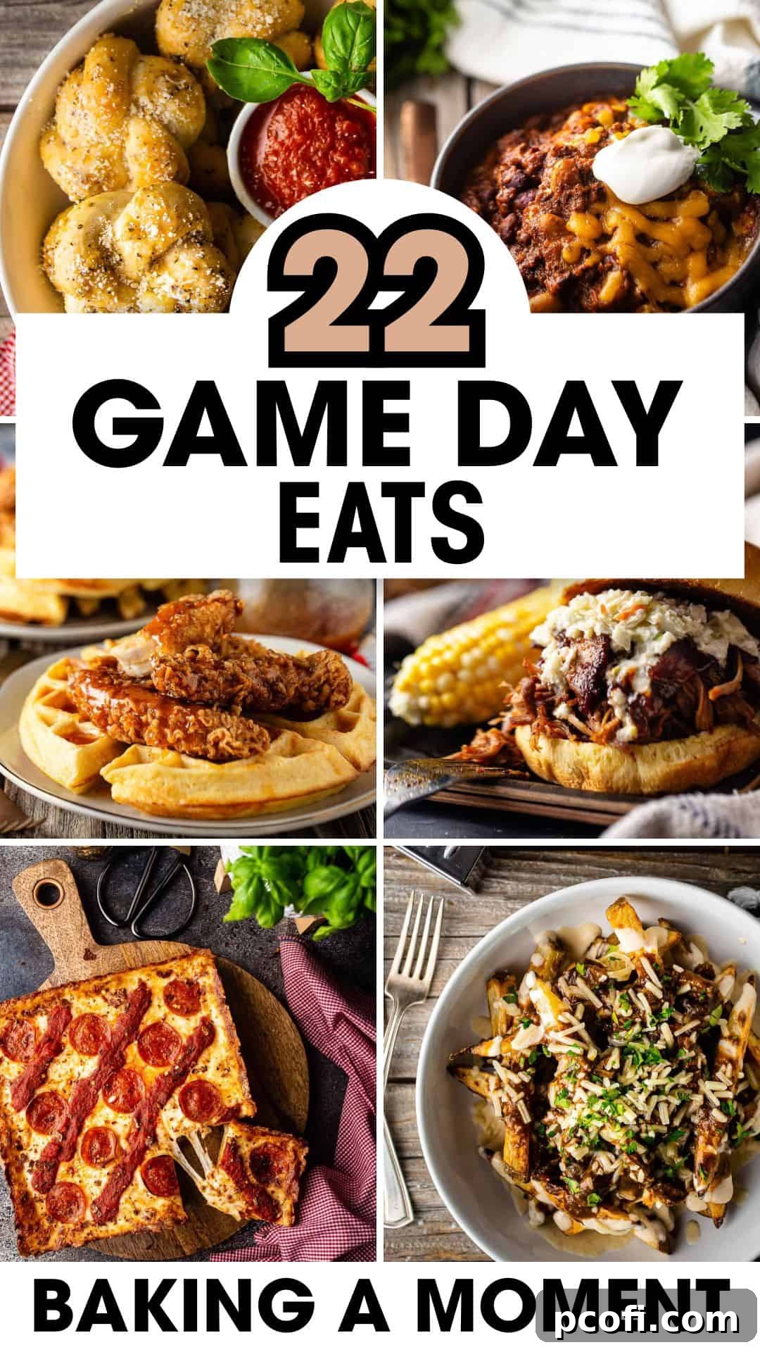 A vibrant and diverse spread of delicious game day dishes, including Buffalo Chicken Dip, layered taco dip, crispy nachos, and more, beautifully arranged on a table, perfect for a lively party atmosphere.