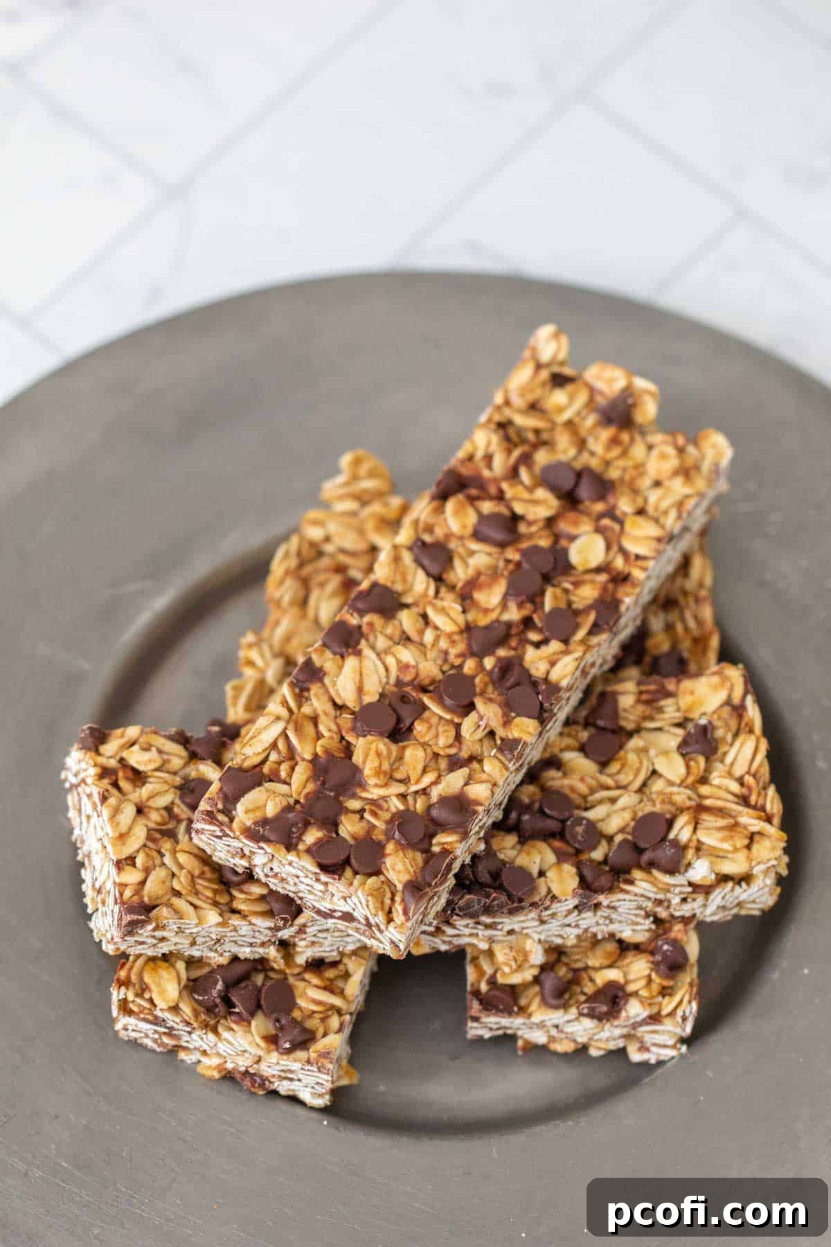 Homemade chocolate chip granola bars, a quintessential snack made from pantry ingredients.