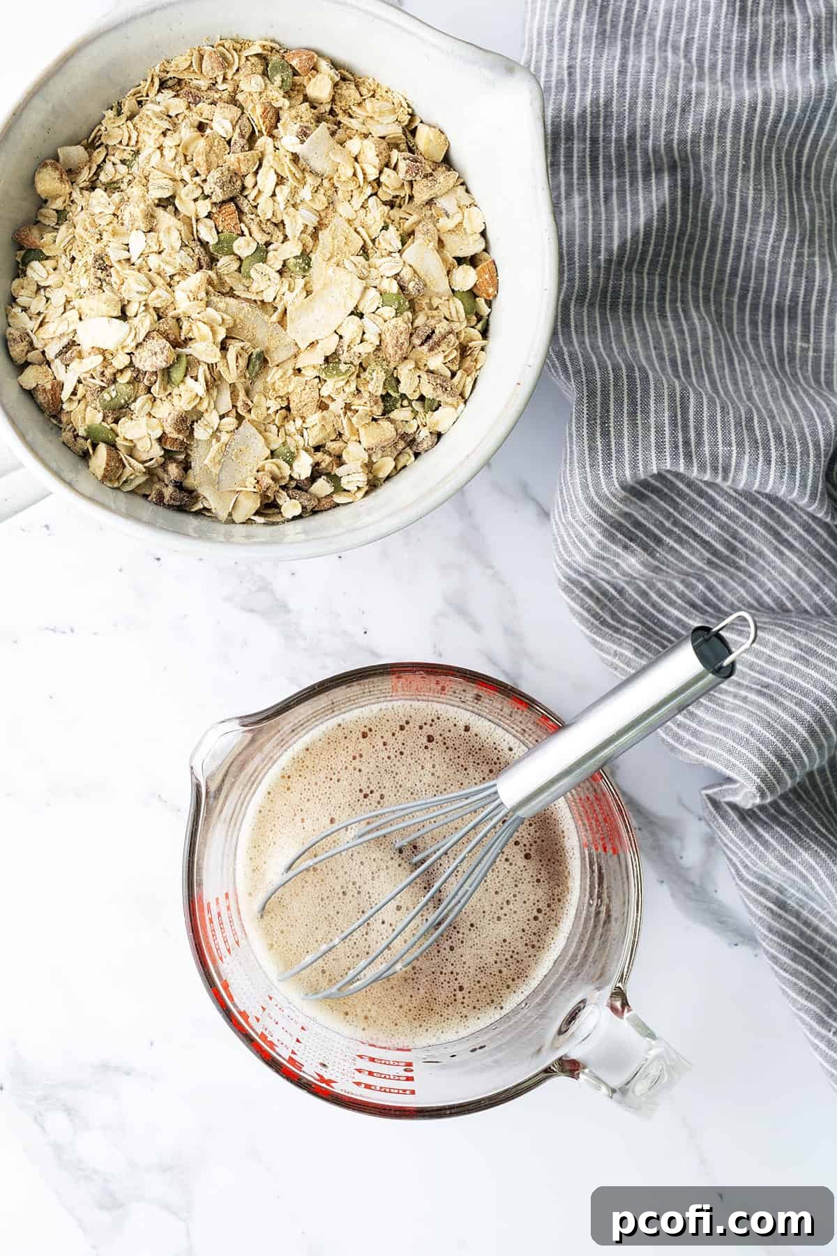 Liquid ingredients in a measuring cup