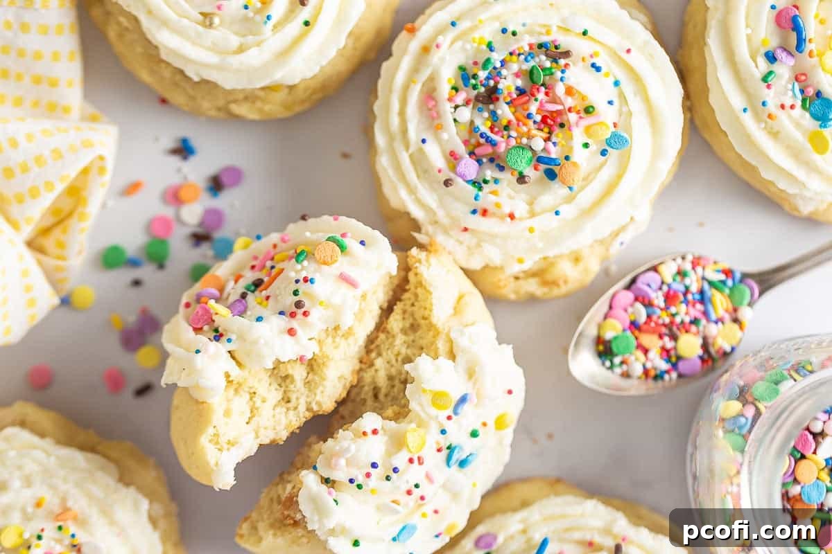 Homemade Ricotta Cookies with sprinkles.