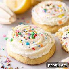 Ricotta cookies with frosting and sprinkles.