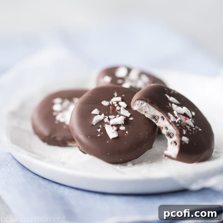 Homemade Cookies and Cream Peppermint Patties, beautifully presented as holiday gifts.
