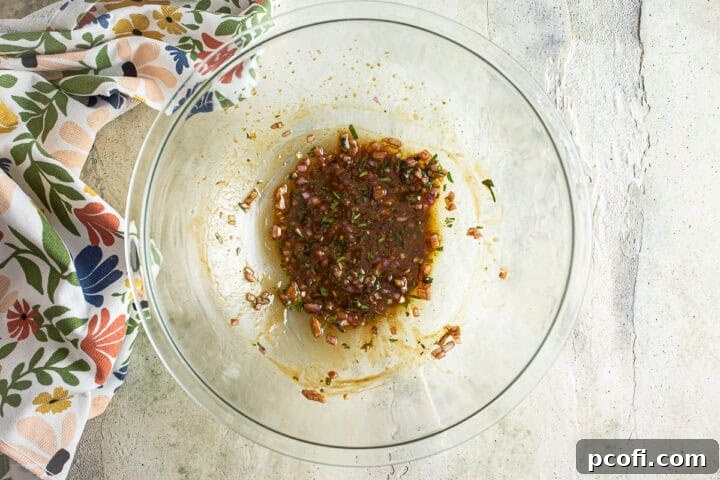 Mixed salad dressing for beet salad, showing a smooth, emulsified texture.