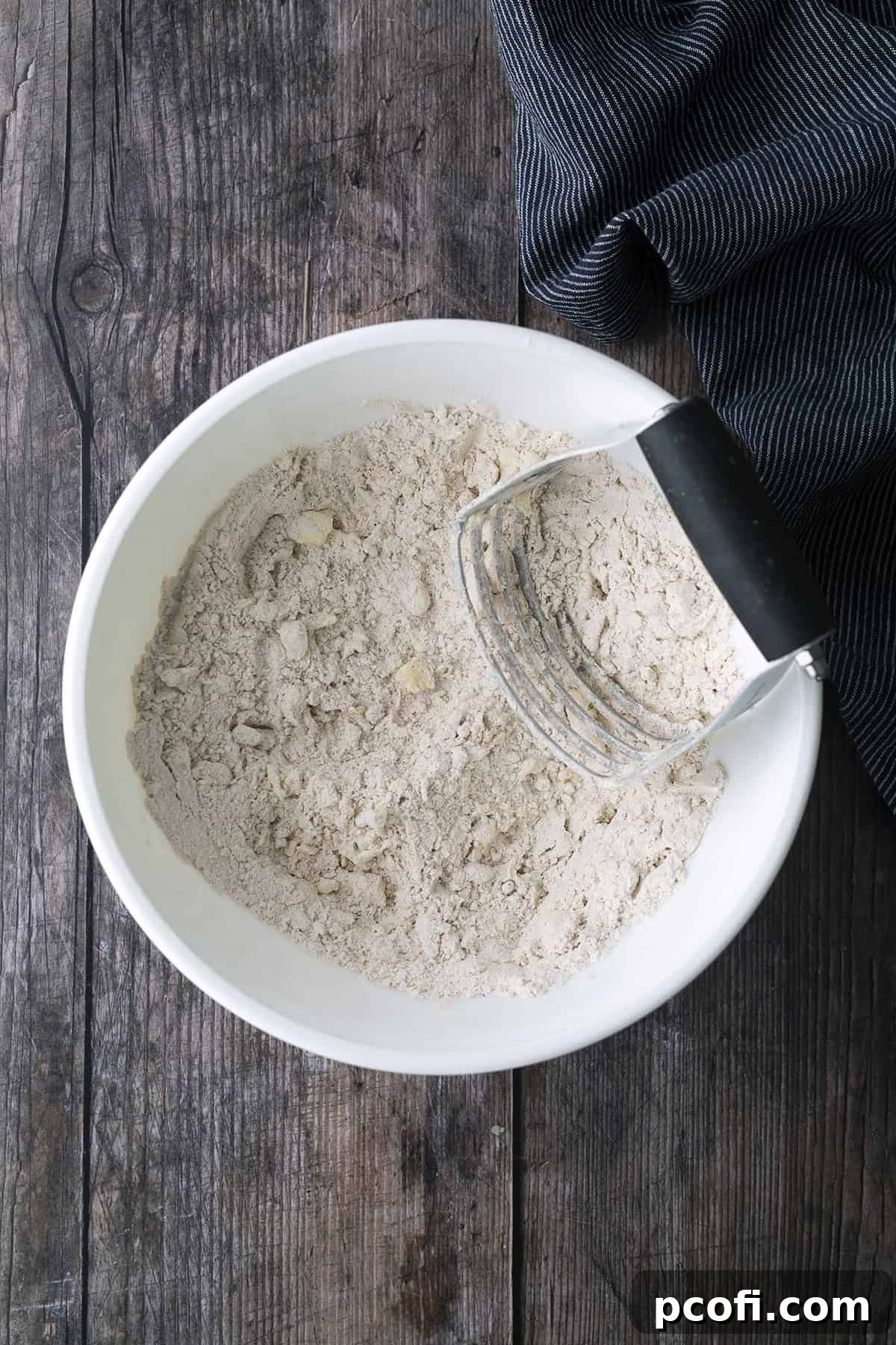 Butter mixed into dry ingredients