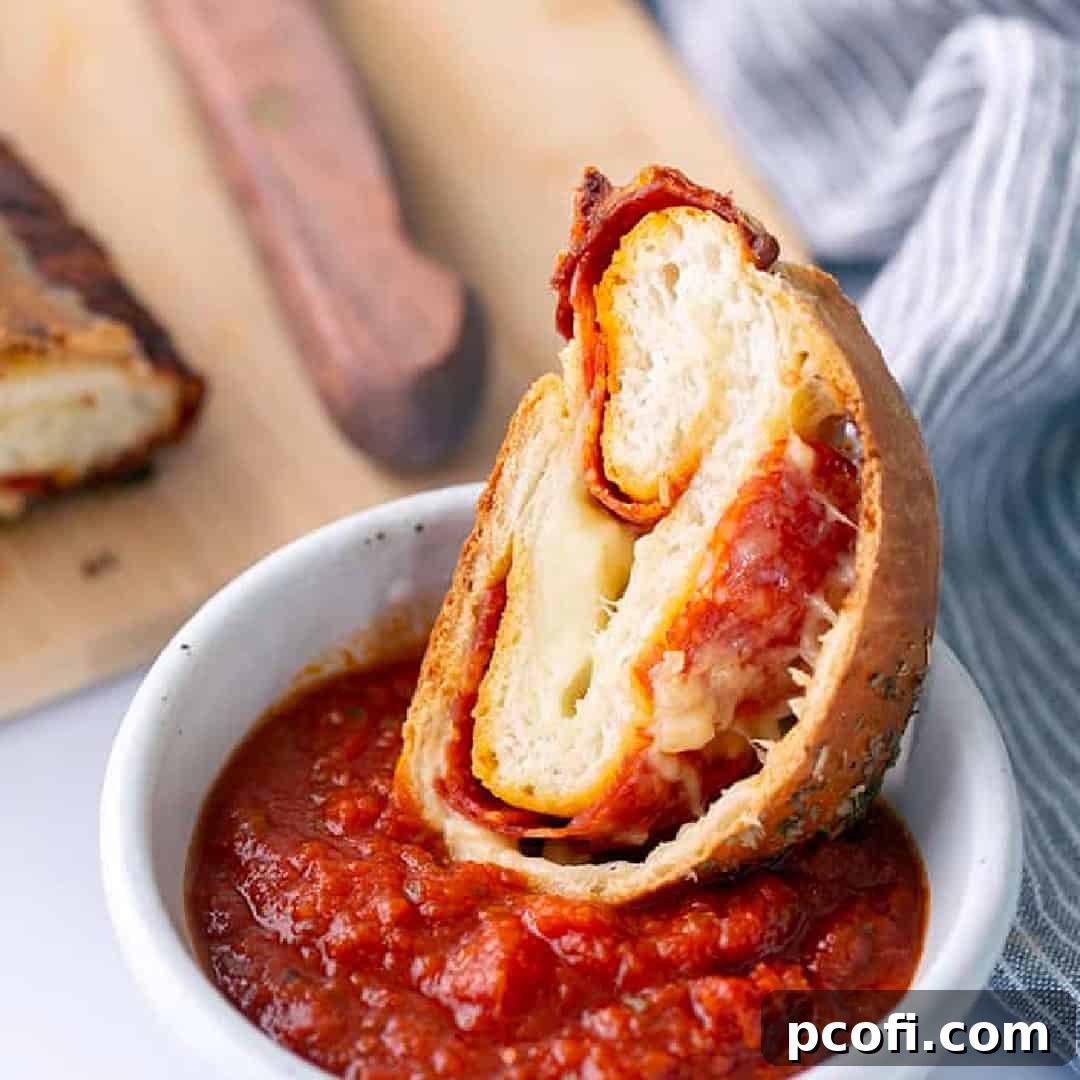 Delicious Pepperoni Bread, golden brown and packed with cheese and pepperoni.
