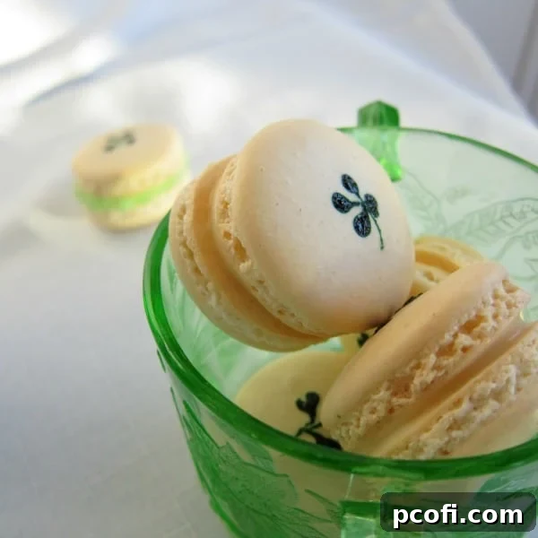 Nutty Irishman Macarons featuring creamy Irish and nutty hazelnut flavors.