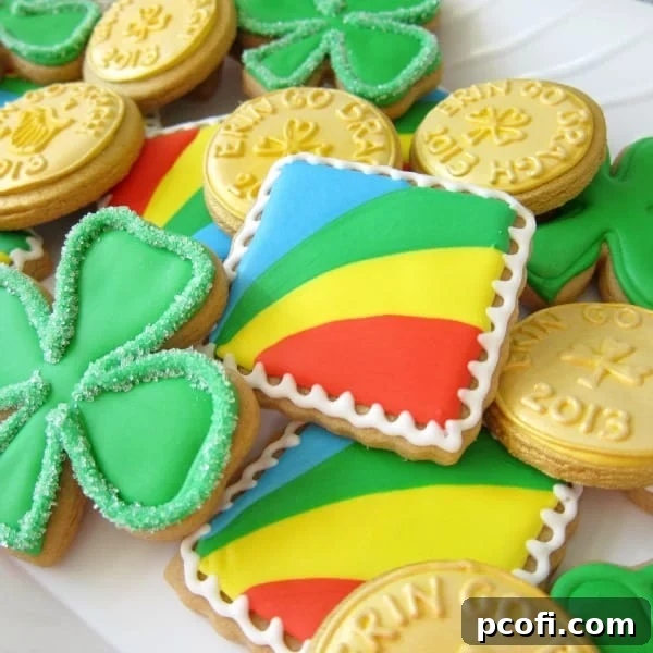 Beautifully decorated Biscoff cut-out cookies for St. Patrick's Day.