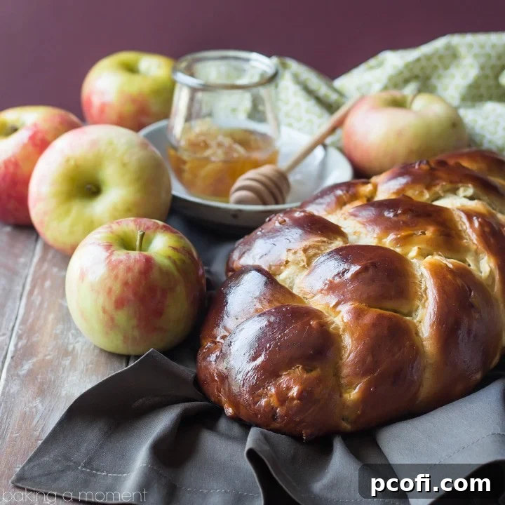 Delicious Honey Apple Challah, a perfect sweet and moist bread to welcome the New Year and celebrate Rosh Hashanah.