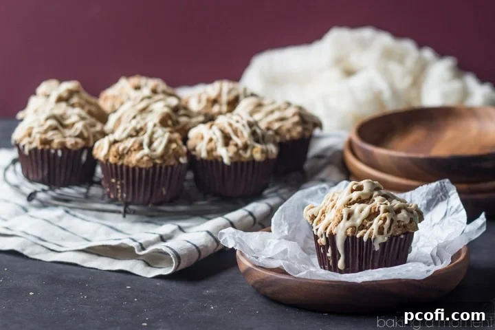 Banana Honey Yogurt Streusel Muffins with Brown Butter Glaze- such an incredible breakfast treat! 
