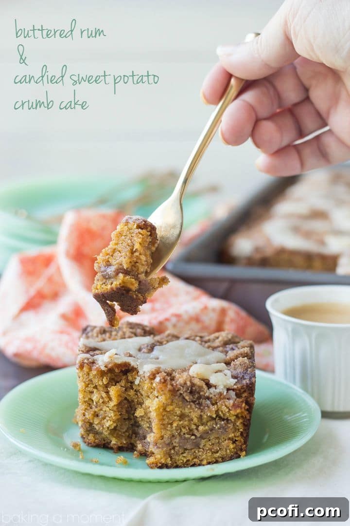 Buttered Rum and Sweet Potato Crumb Cake, a comforting treat for any occasion