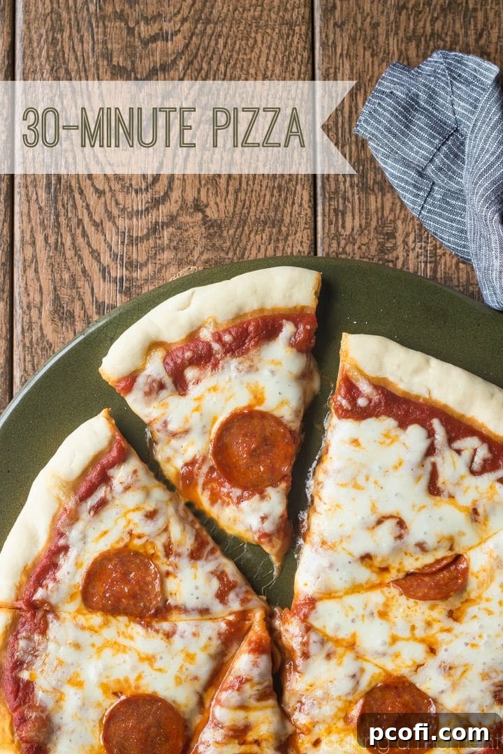 Close-up of a fresh 30-minute pizza crust, ready for toppings.