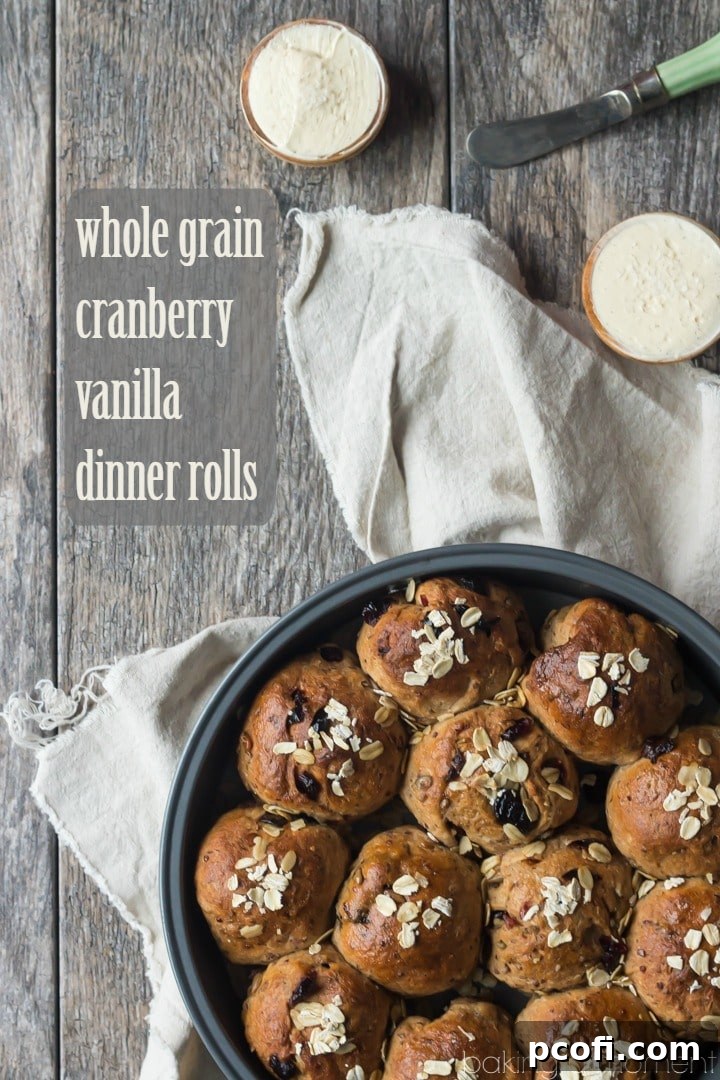 Rustic Whole Grain Cranberry Dinner Rolls with Vanilla Hint