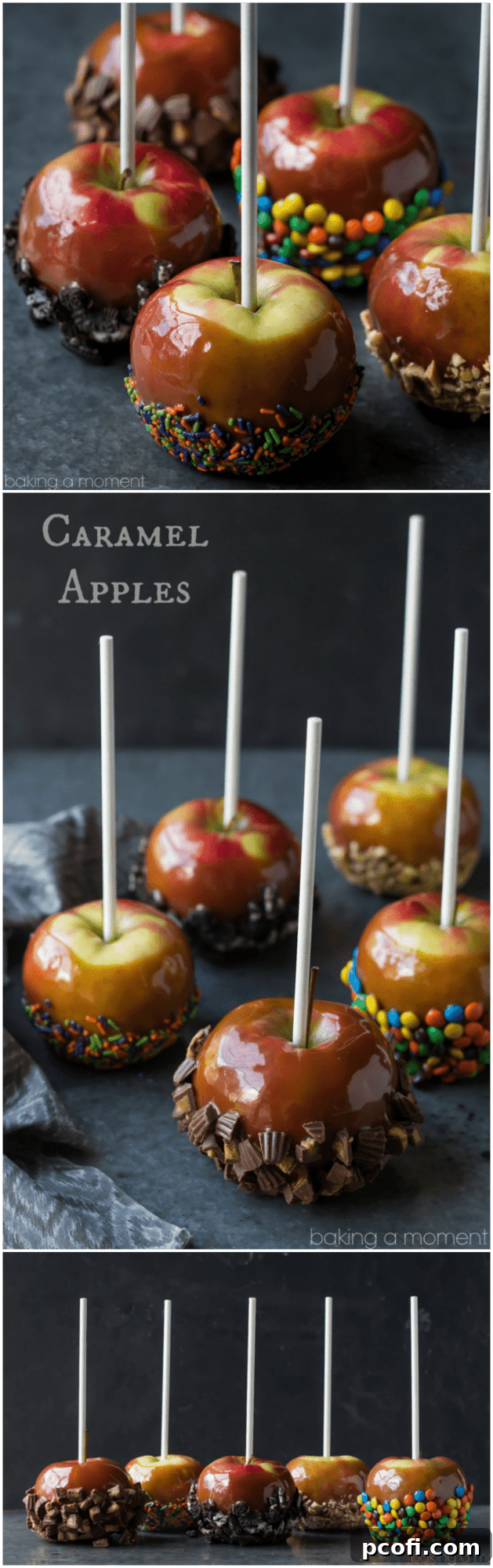 Caramel Apple with Fall Decorations