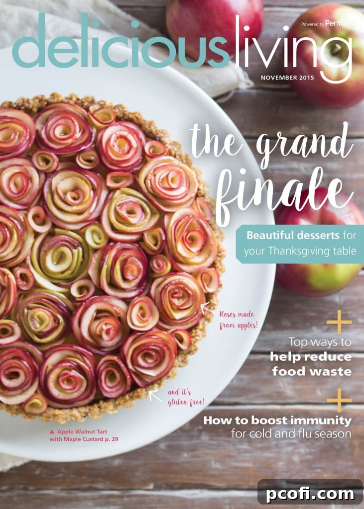 Magazine cover featuring three exquisite pies, highlighting the Mini Pumpkin Meringue Tarts as a holiday dessert.