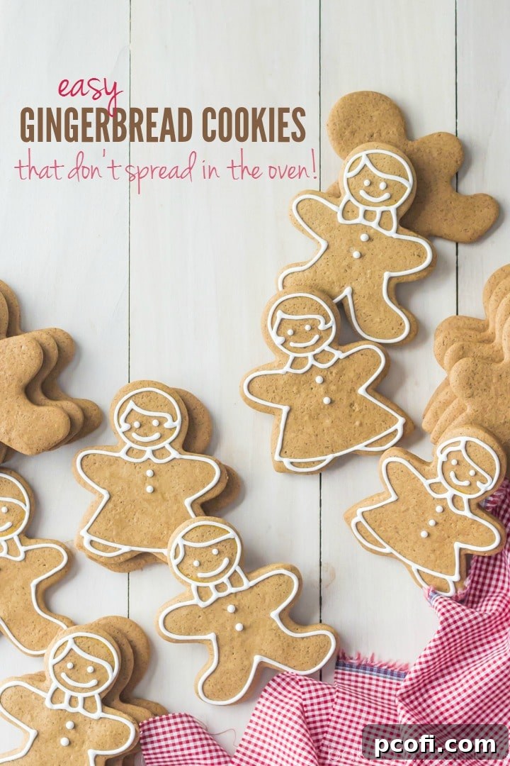 Perfectly baked gingerbread cookies holding their shape with neat, sharp edges. These cookies have a rich flavor and tender texture.