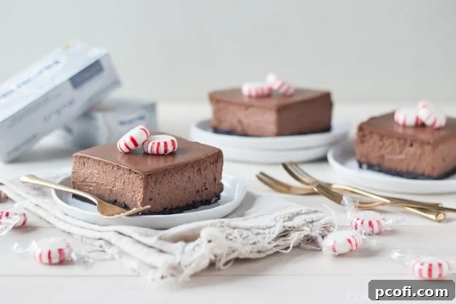 Chocolate Peppermint Cheesecake Bars, perfect for holiday gatherings.